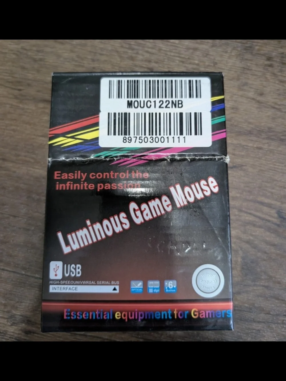 Luminous Gaming Mouse 6 Button Black & Red NWT Read Description